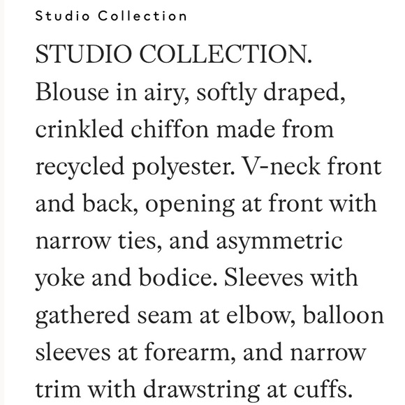 H&M Studio Collection Wide Cut Chiffon Blouse - Picture 6 of 7